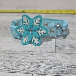 Martha Stewart Turquoise Pet Collar with Snowflake Accent